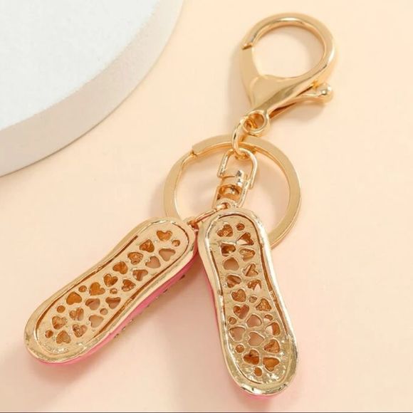 Rhinestone & Enamel Ballet 🩰 Slippers Keychain/Purse 👜🎒Charm ~ Dancer Gift 🎁 - Picture 4 of 5